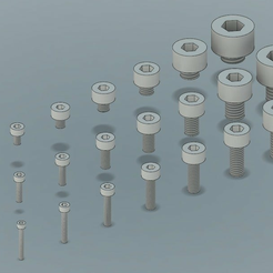 SocketHead.PNG Metric Socket Head Screw, f3d, stp and STL Files (M2-M10)