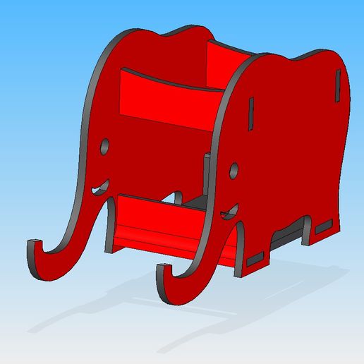 Elephant phone stand and pencil box 3D model