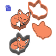 STL00710-3.png Sleepy Fox Bath Bomb Mold