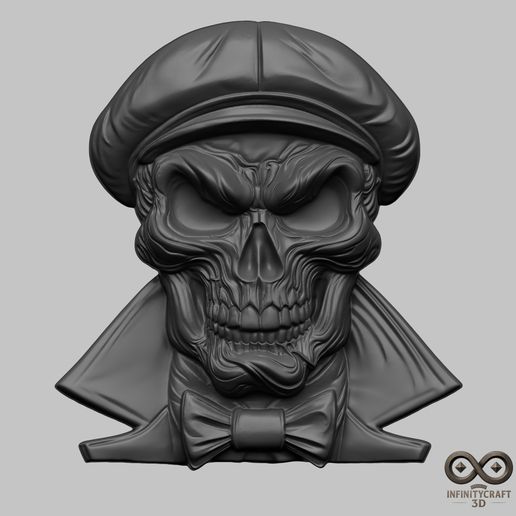 Gentleman-Skull-relief-1.jpg Gentleman Skull relief STL file for 3d printing or CNC