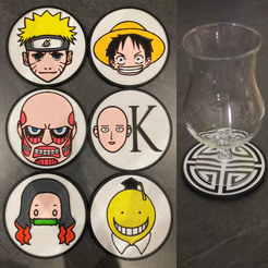 Sans-titre29.png Fichier STL 6 Coaster Manga / Anime・Objet pour impression 3D à télécharger