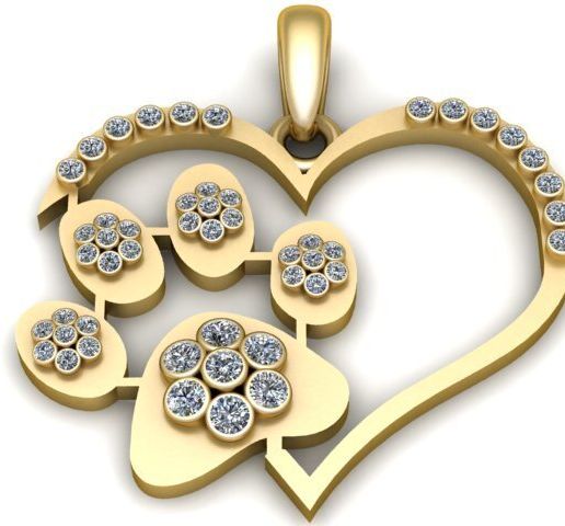 CAT PAW DESIGN HEART PENDANT 3D PRINTABLE MODEL 3D model