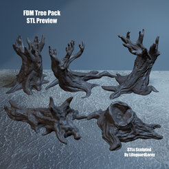 Trees-FrontView.png FDM Tree pack x5 for 28mm Scale