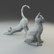3.png Low polygon Siamese cat 3D print model  in two poses