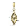 Tri-cluster-Mirored-Open-link-Leaf-pendant-05.jpg Треугольная подвеска с бриллиантовым кластером и шармом в виде витых листьев 3D печатная модель