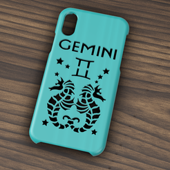 Case iphone X y XS gemini2.png Fichier STL Etui Iphone X/XS Gemini・Plan pour imprimante 3D à télécharger