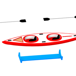 Kayak.png STL-Datei Kajak mit Ruder und Ständer・Vorlage für 3D-Druck zum herunterladen