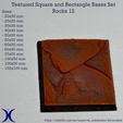Square_bases_Rocks12_promo.png Set de Bases Cuadradas y Rectangulares - Rocas 12 Texturas (20-150mm) | Perfecto para Wargames de Mesa y RPG's