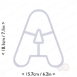 letter_a~6.75in-cm-inch-top.png Letter A Cookie Cutter 6.75in / 17.1cm