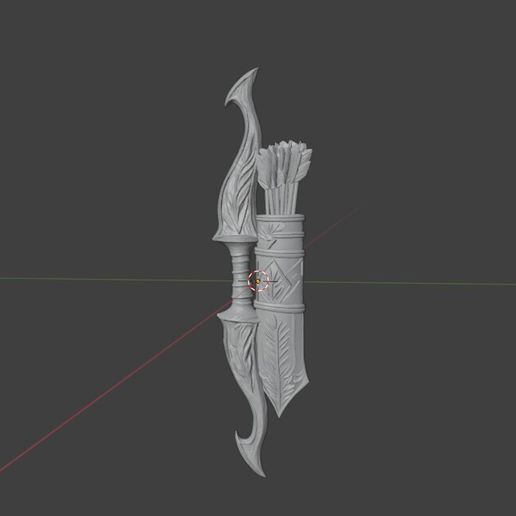Bow and quiver with carvings- bit 3D model