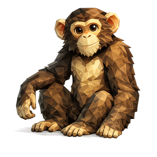 Low-Poly Chimpanzee "The Thinker"