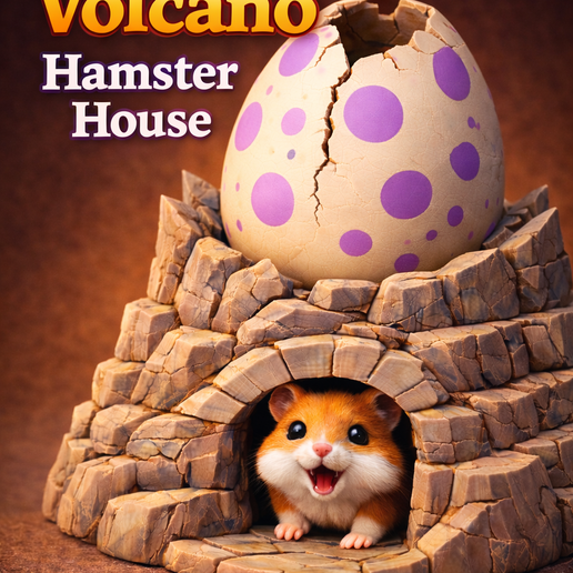 Dragon Egg Volcano Hamster House - Fantasy 3D Printable Hideout (FDM Optimized, Multicolor Ready)