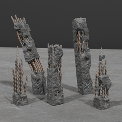 concrete-pilars1.png war games terrain broken concrete pillars 3D print model