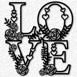 project_20230510_1451495-01.png Archivo STL Love Sign Love word in Vines Love flowers 2d wall art・Modelo para descargar y imprimir en 3D