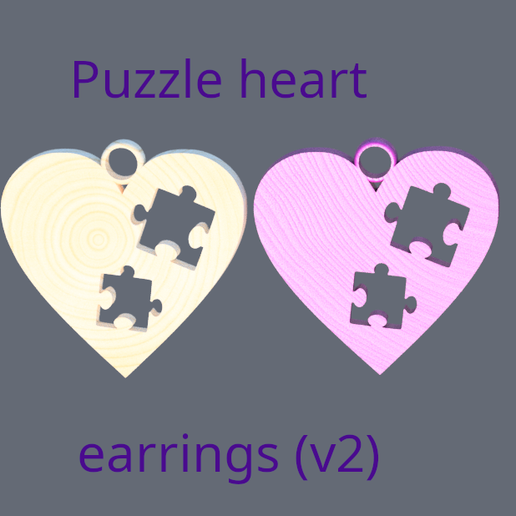 Puzzle Heart earrings (v2) 3D model