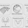 HOUSE STARK HOUS! THE NIGHT'S WATCH \ HQ@USE GREYJOY HOl Game of Thrones Great House Sigil Coasters