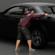 3DG-0002.jpg gangster man in a hoodie and cap shooting a gun behind the car