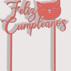 Gato_FelizCumple-v2.png Cake Tooper with Cat - Style: Happy Birthday