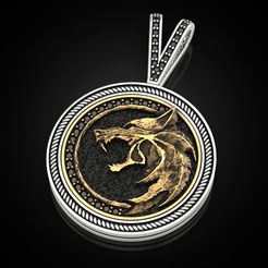 Pendant-Wolf-witcher-3.jpg STL file Pendant Wolf witcher・3D printing template to download