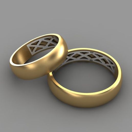wedding simple 2piece set ring 3D model