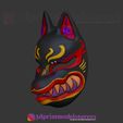 Kitsune_Fox_Mask_Japanese_no6_03.jpg Japanese Fox Mask Demon Kitsune Cosplay Helmet STL File