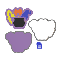 STL00975-1.png Файл 3D Форма для бомбочек для ванны 3шт "Ведьмы и котел・Модель для загрузки и печати в формате 3D