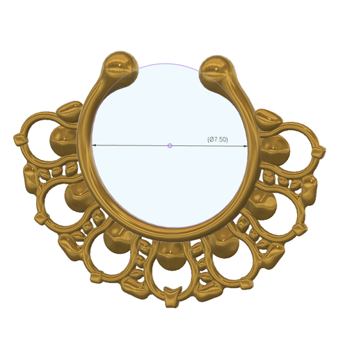 fem_jewel_23 v5-d21.png fake nose hoop with cross shaped flower FAKE NIPPLE PIERCING Female male Non-Piercing Body Jewellery Bondage Weight Female Chastity Device Nipple Restraints femJ-23 version 3d print cnc