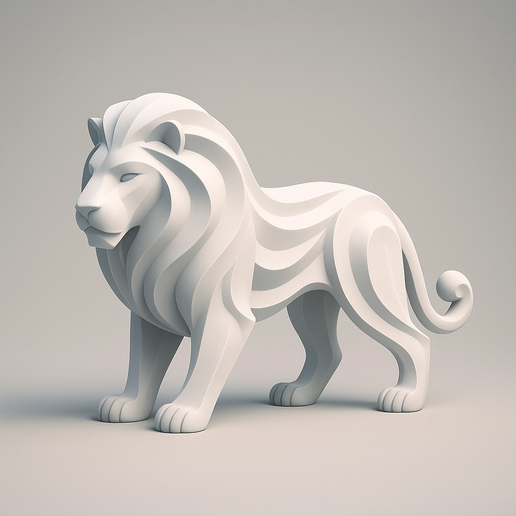 Minimalist Abstract Lion Statue 3D model