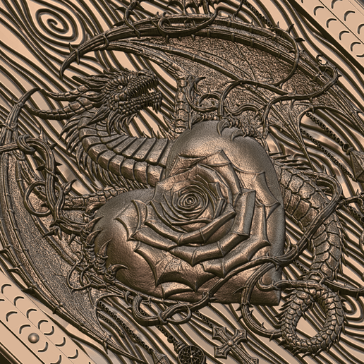 Carved dragon backgammon set