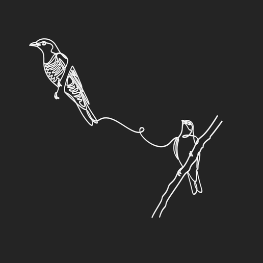 Barred Cuckoo-shrike 3 lineart 3d printed