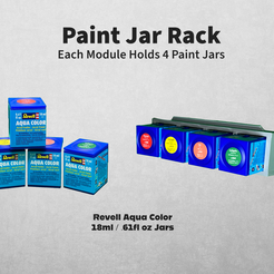 STL file Modular Paint Bottle Rack for Revell Paint Jars. Airbrush