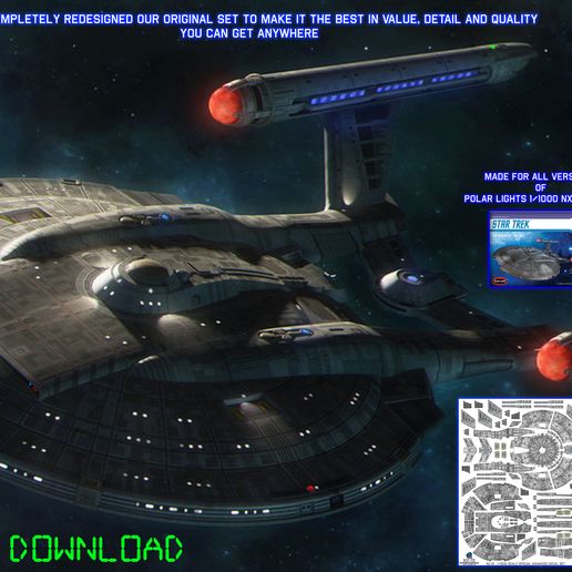 DIGITAL FILES - NX-01 Enterprise 1/1000 Scale Classic Aztec / Hull Detailing Kit