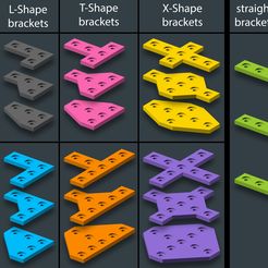 shapes.jpg Free STL file Customizable Plate Bracket for Aluminium Extrusion Profiles (Misumi 2020, 2040, 4040, ...)・3D printing design to download