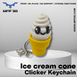 STL-Produit-imprimé-2.png ICE CREAM CONE CLICKER -MFP3D -NO SUPPORT - KEYCHAIN INCLUDED -PRINT IN PLACE - SENSORY TOY-FIDGET