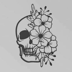 calaveraflowers.jpg flat skull and flowers
