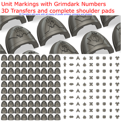 Unit-Markings-with-Numbers-1.png STL file Unit Markings with Grimdark Numbers 3D Transfers and complete shoulder pads・Template to download and 3D print