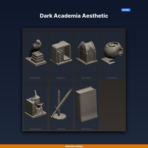 Dark Academia Aesthetic - 7-Model STL Bundle
