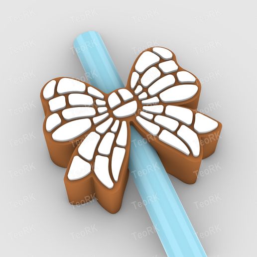Straw Topper Concha Bow Fits Standard & Stanley Straws | STL, 3MF pre-painted