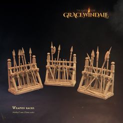 Gracewindale-Gatehouse-Weapon-Racks-racks-render.jpg STL file Gatehouse - Weapon Racks・Model to download and 3D print