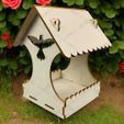 Bird-Feeder-2-1.jpg 3D Birdhouse Feeder SVG Laser Cut Files Template (Version 2)