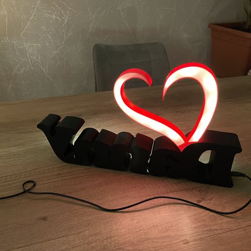 Danny R Name Tag Download STL file NameTag Led Name Lamp Danny with Heart • 3D print ...