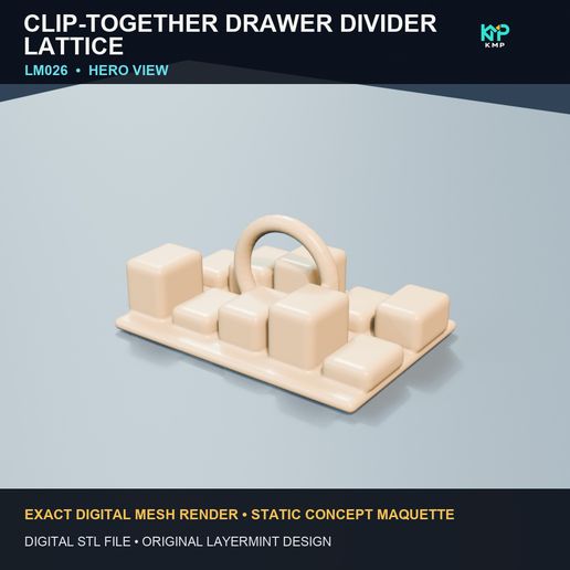 STATIC DECORATIVE STL — Clip-together drawer divider lattice