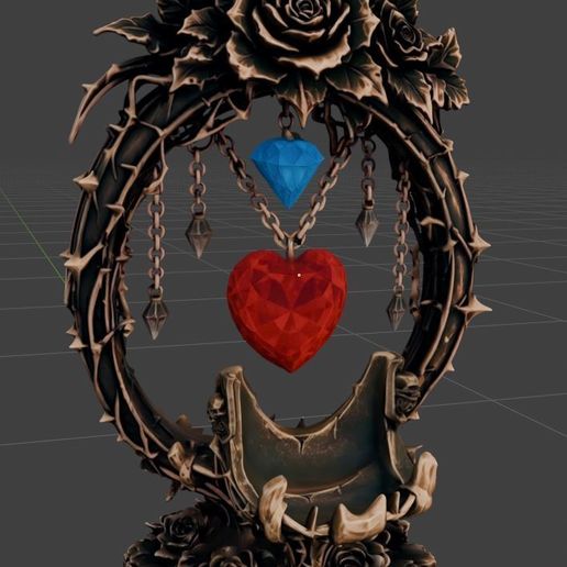 Gothic Rose Dice Throne - Dark Fantasy Heart & Diamond Holder STL