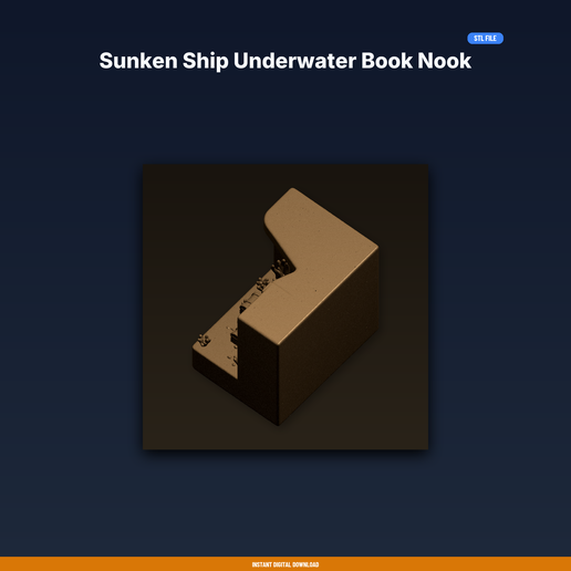Sunken Ship Underwater Book Nook - 3D Printable STL File