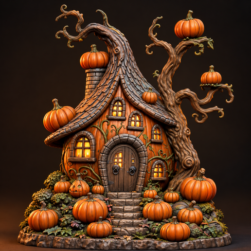 3D Halloween Pumpkin Cottage