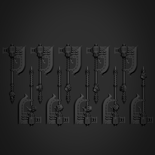 Golden Janitor Weapon Bits - Saturn Grenade Balista Axe 3D model