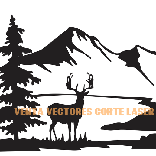 Triptique Mural Décoratif Ajouré – Cerf Et Montagnes – Décoration 3D – Bois – 80 Cm