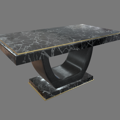 Modern_Luxury_Dinner_Table_Render_01.png Archivo STL Mesa de Lujo // Mármol negro y dorado・Modelo de impresora 3D para descargar