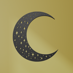 Moon-2.png Fichier STL Art mural de la lune・Objet imprimable en 3D à télécharger