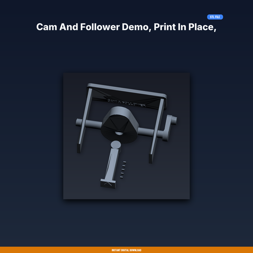 Cam and Follower Demo, Print in Place, Pear Shaped Cam, - 3D Printable STL File